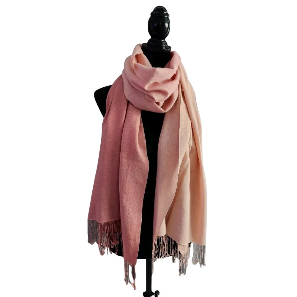 Touché Luxury Pashmina Silk Wool Blend Ombre Pink Wrap Shawl Scarf 28x81"